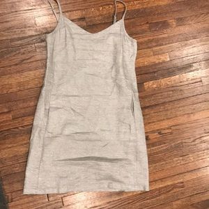 Silver metallic linen dress